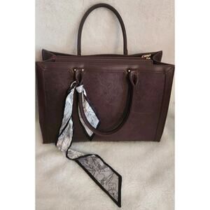 Mulberry Faux Leather Women's Briefcase Document Case with Straps & Scarf